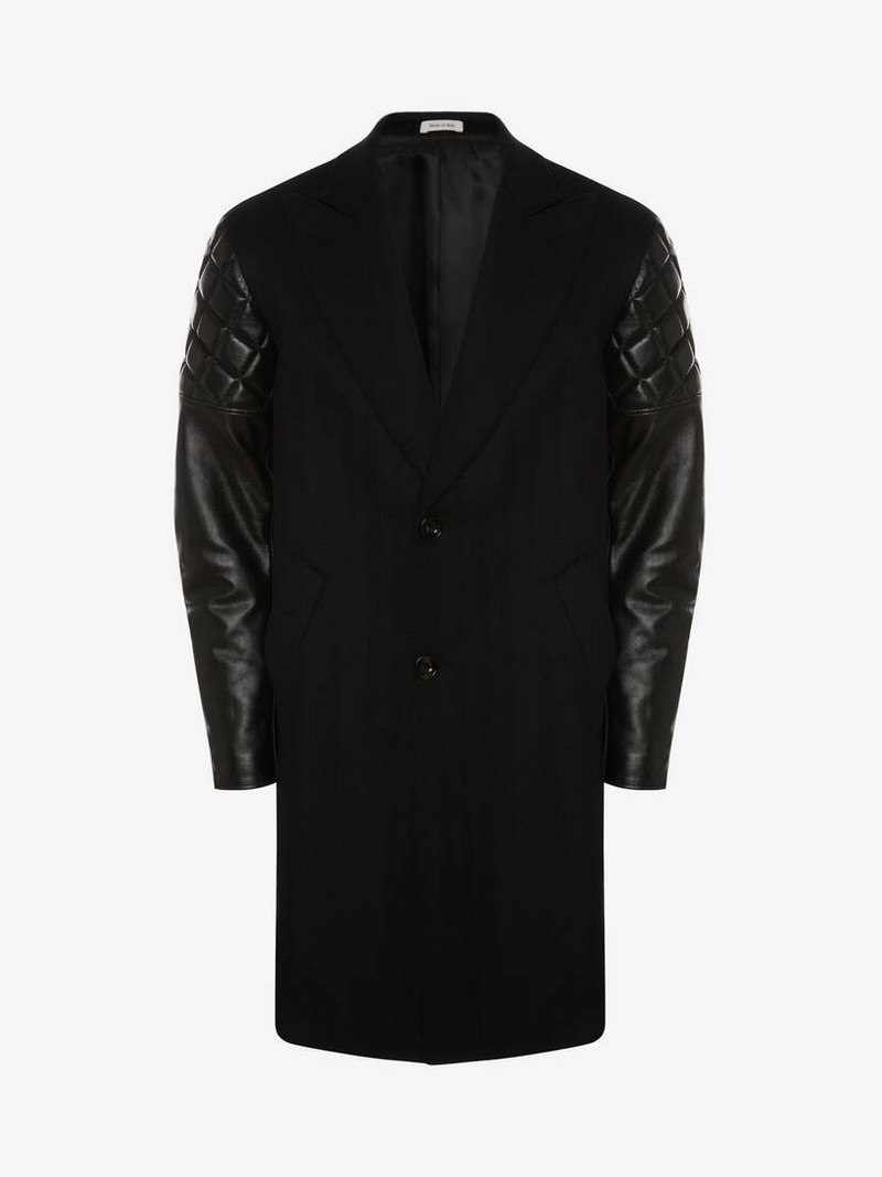 Hybrid Biker Sleeve Coat in Black 1