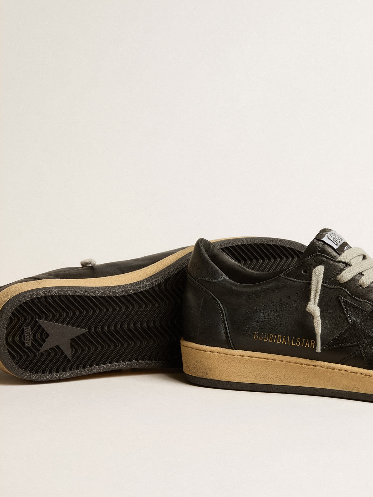 Golden Goose Ball Star in black nappa with suede star and
