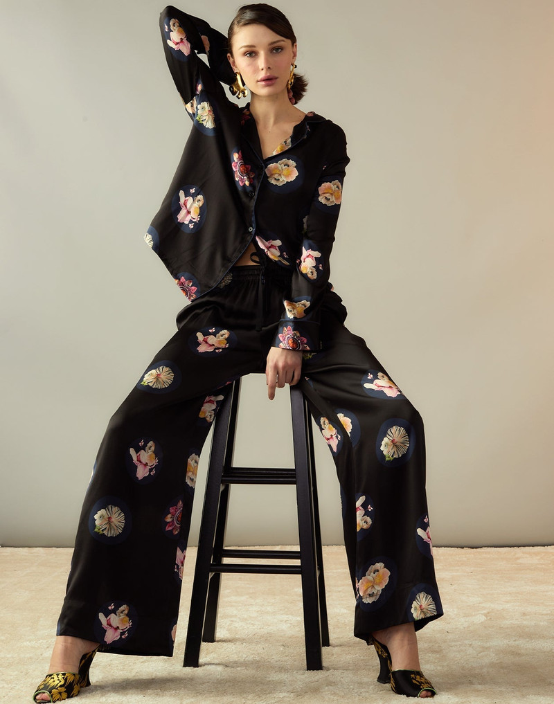 Moonlit Petal Silk Pant - 1