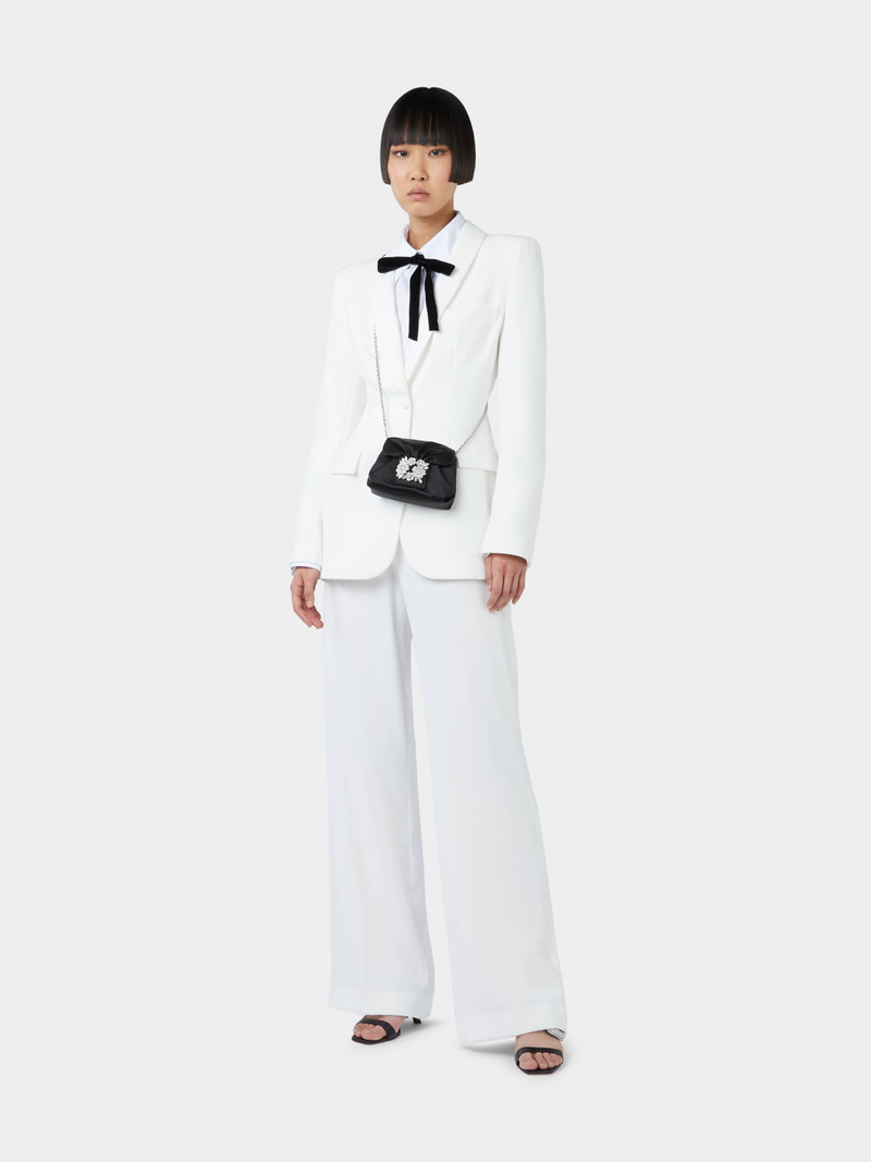 Roger Vivier RV Bouquet Strass Buckle Drapé Micro Bag in Satin outlook