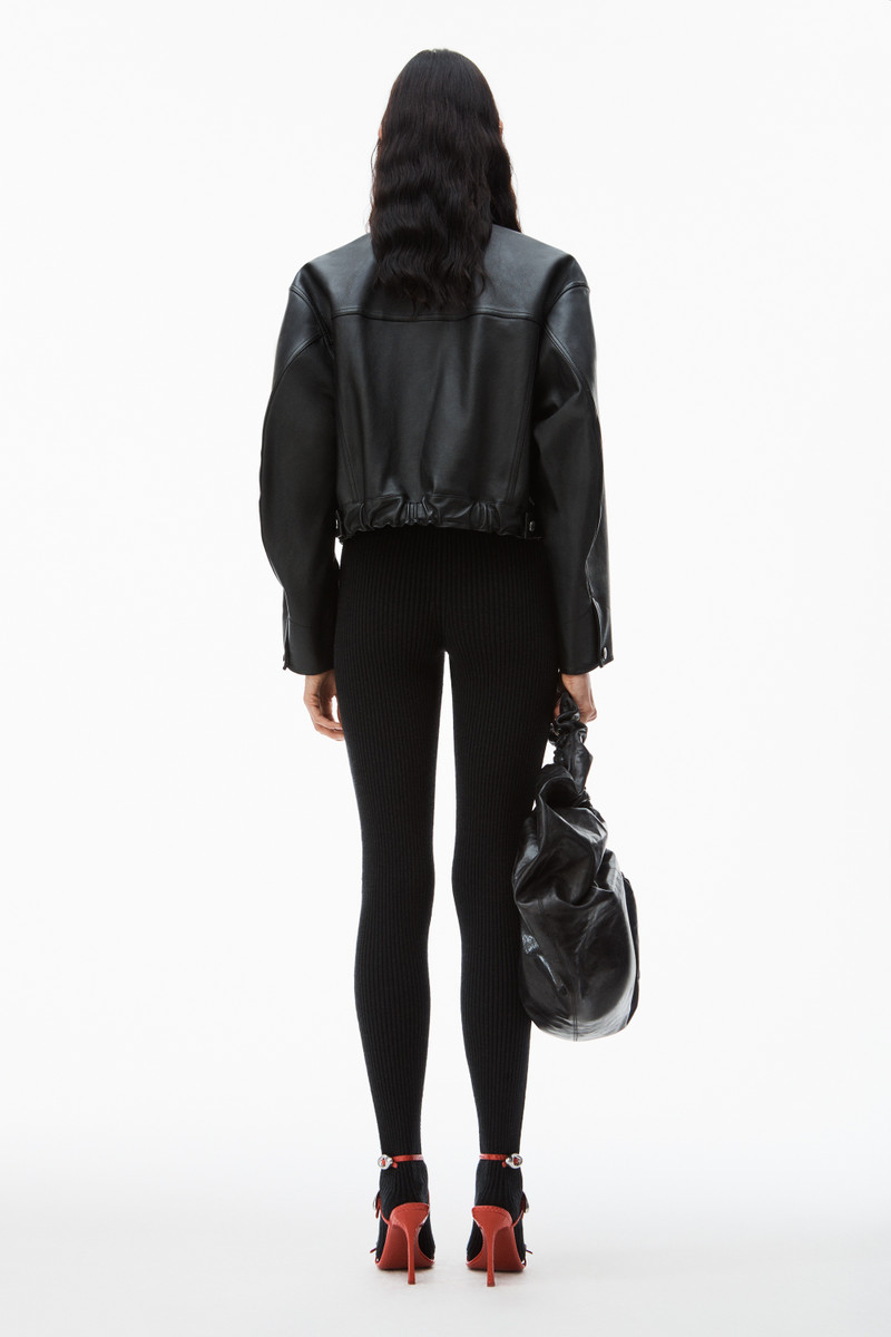 leather jacket with belted waist 5