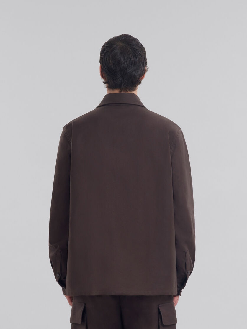 BROWN ORGANIC COTTON SATIN SHIRT - 3