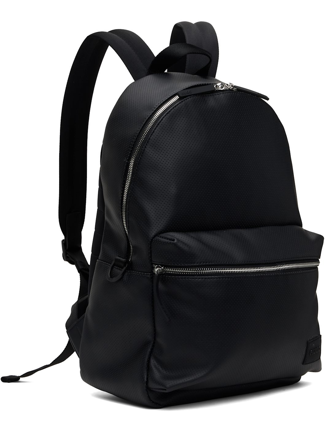 Black Perforated Faux Leather Backpack - 2