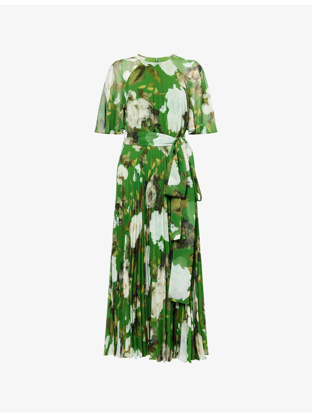 Floral-Print Short Sleeve Stretch-Cady Midi Dress - 1