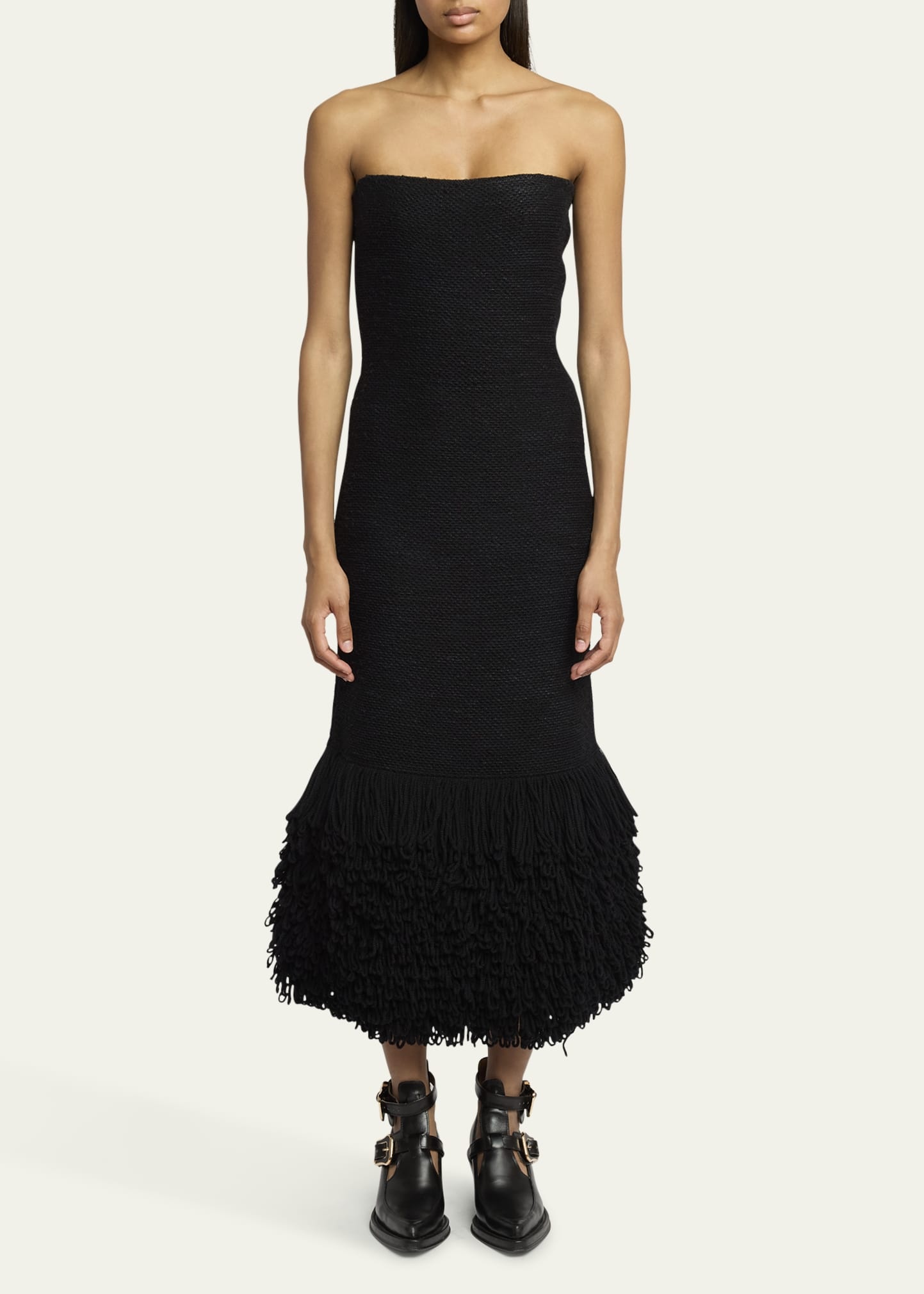 Corus Strapless Fringe Cashmere Maxi Dress - 2