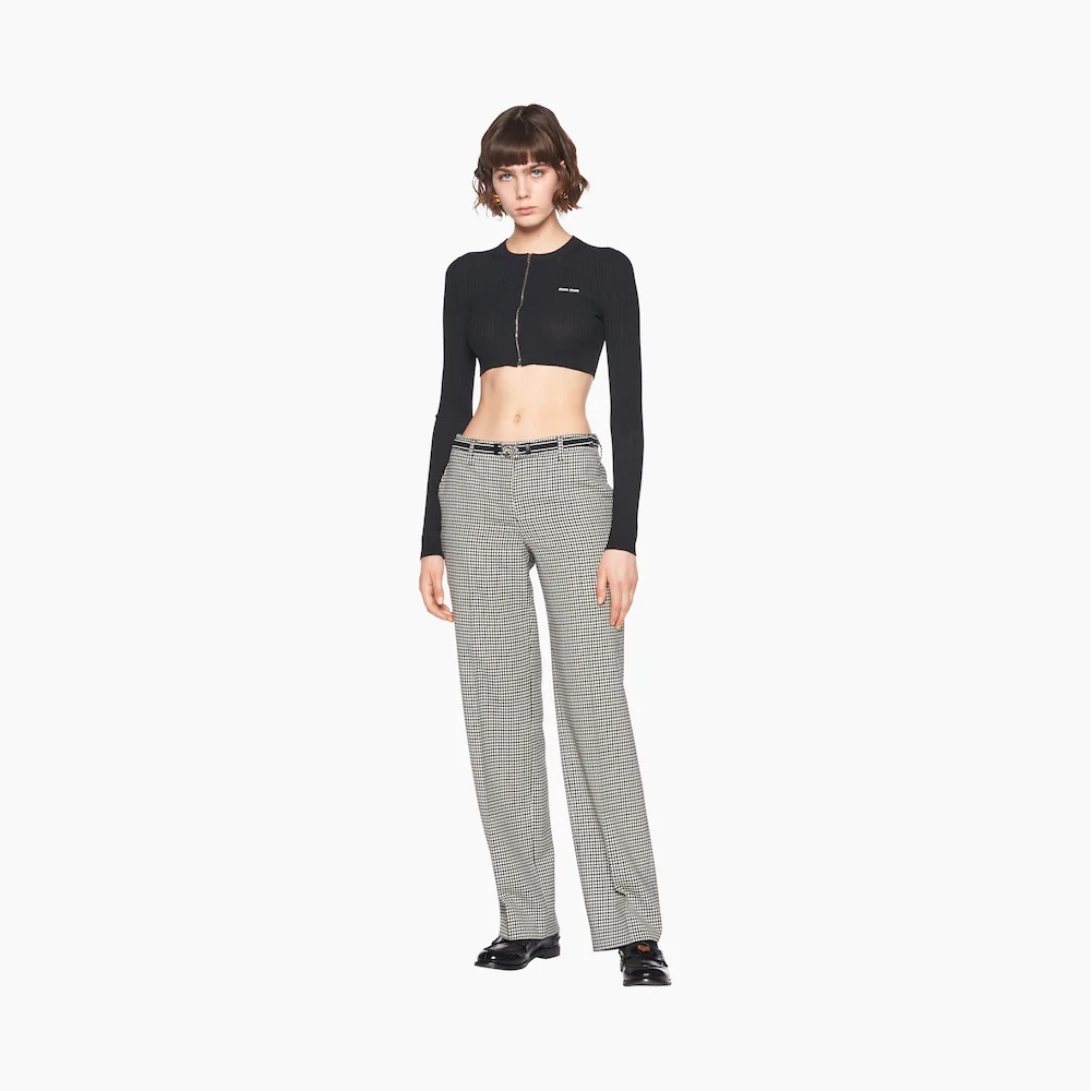 Houndstooth check pants - 4