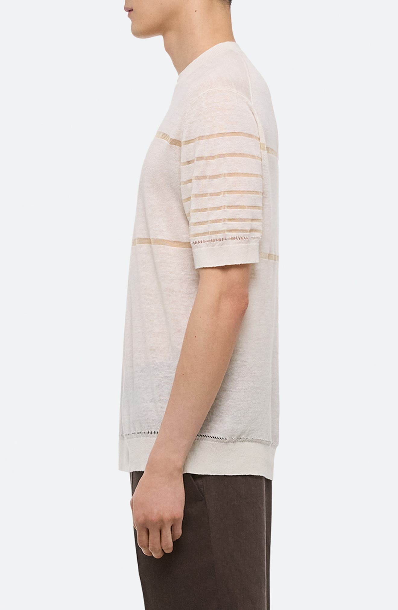 Helmut Lang Sheer Stripe Linen T-Shirt in Ivory at Nordstrom - 3