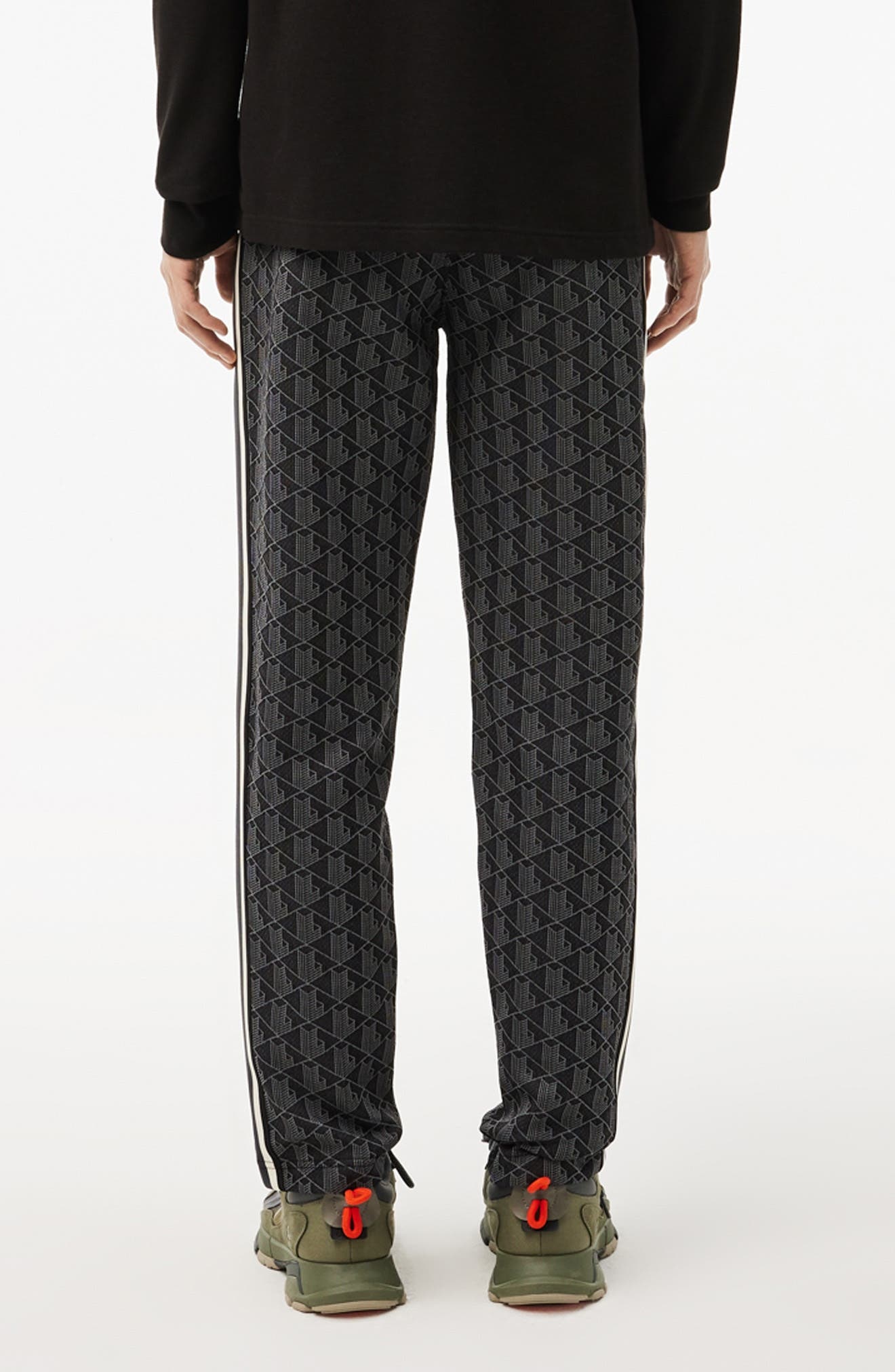 Lacoste Regular Fit Geo Print Track Pants in Black/Graphite at Nordstrom - 2