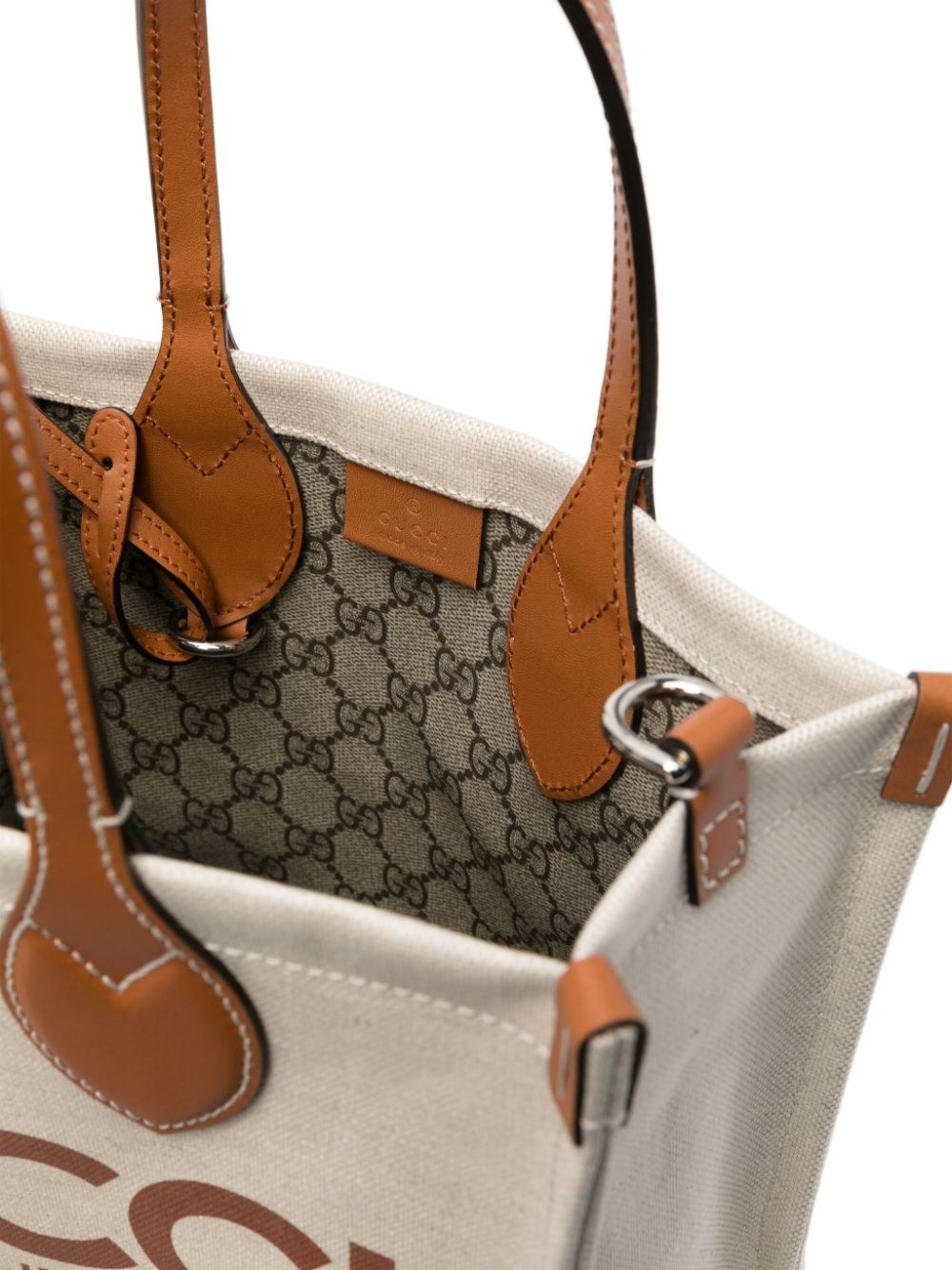 logo-print canvas mini tote bag - 5