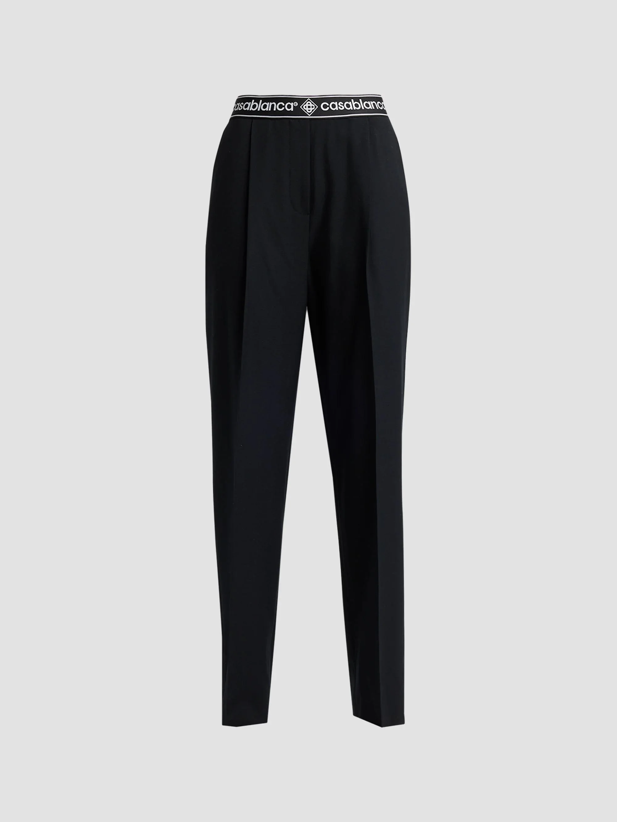 Women's Wool Relaxed Trousers - Black - 1