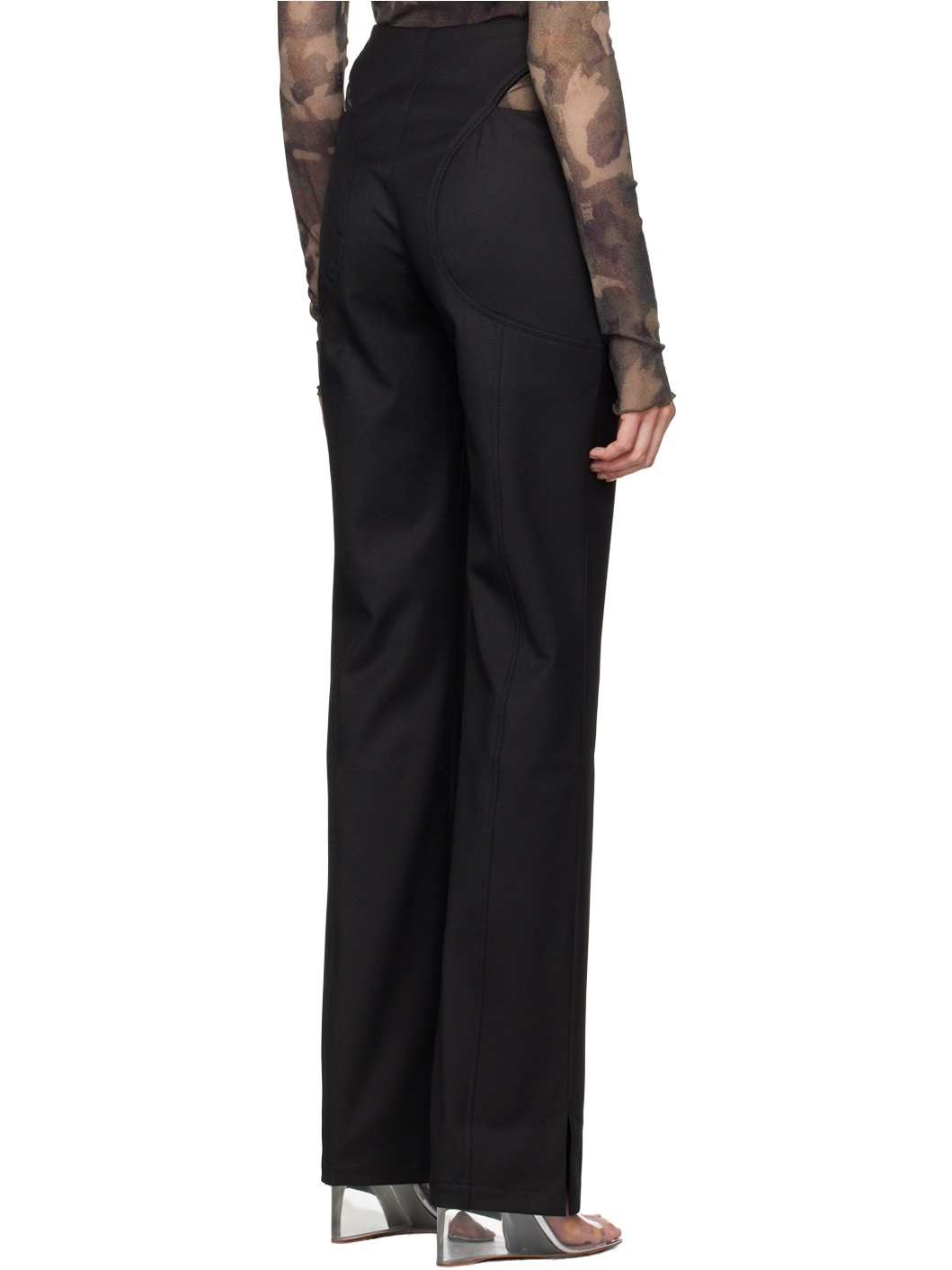 Black Cutout Trousers - 3