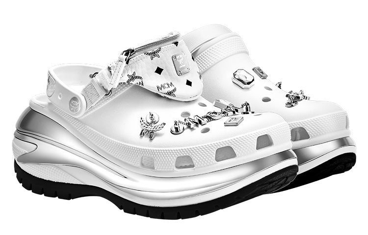 Crocs x MCM Mega Crush Clogs 'White Silver' MEXDAMM08WT - 3