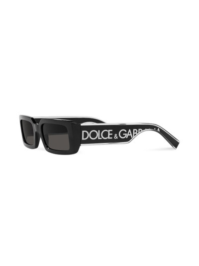 Dolce & Gabbana rectangular-frame logo-print sunglasses outlook