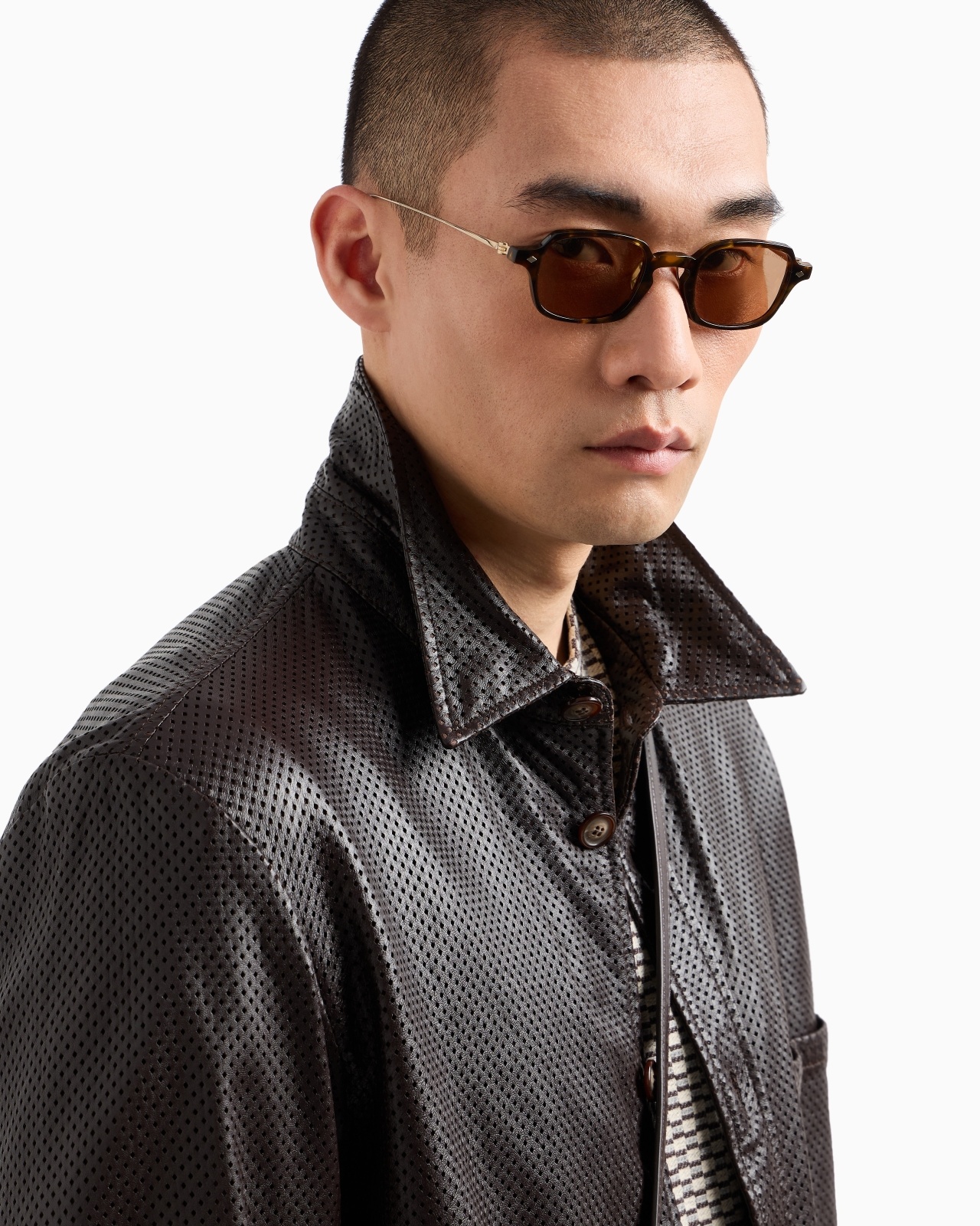 PERFORATED NAPPA-LEATHER SHIRT JACKET - 5