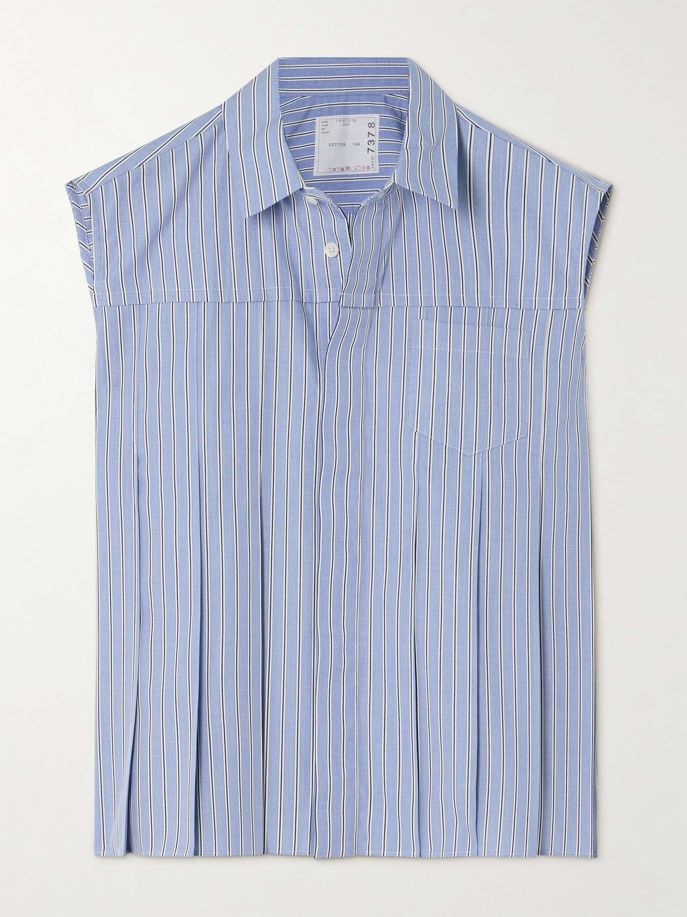 Pleated striped cotton-poplin shirt - 1