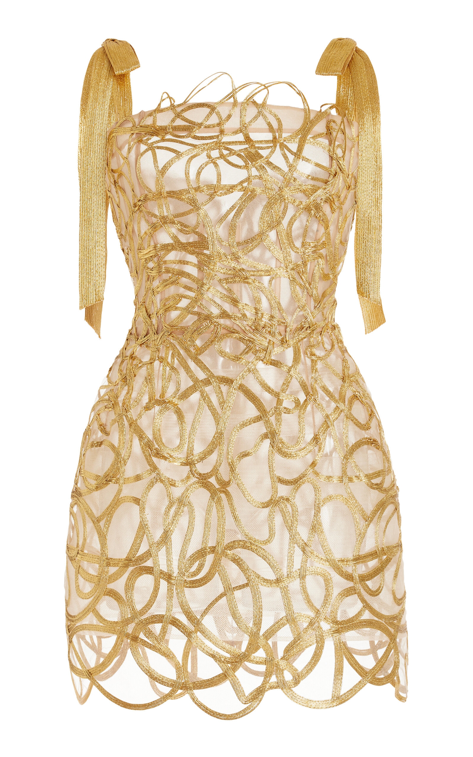 Metallic Embroidered Mini Dress gold - 1