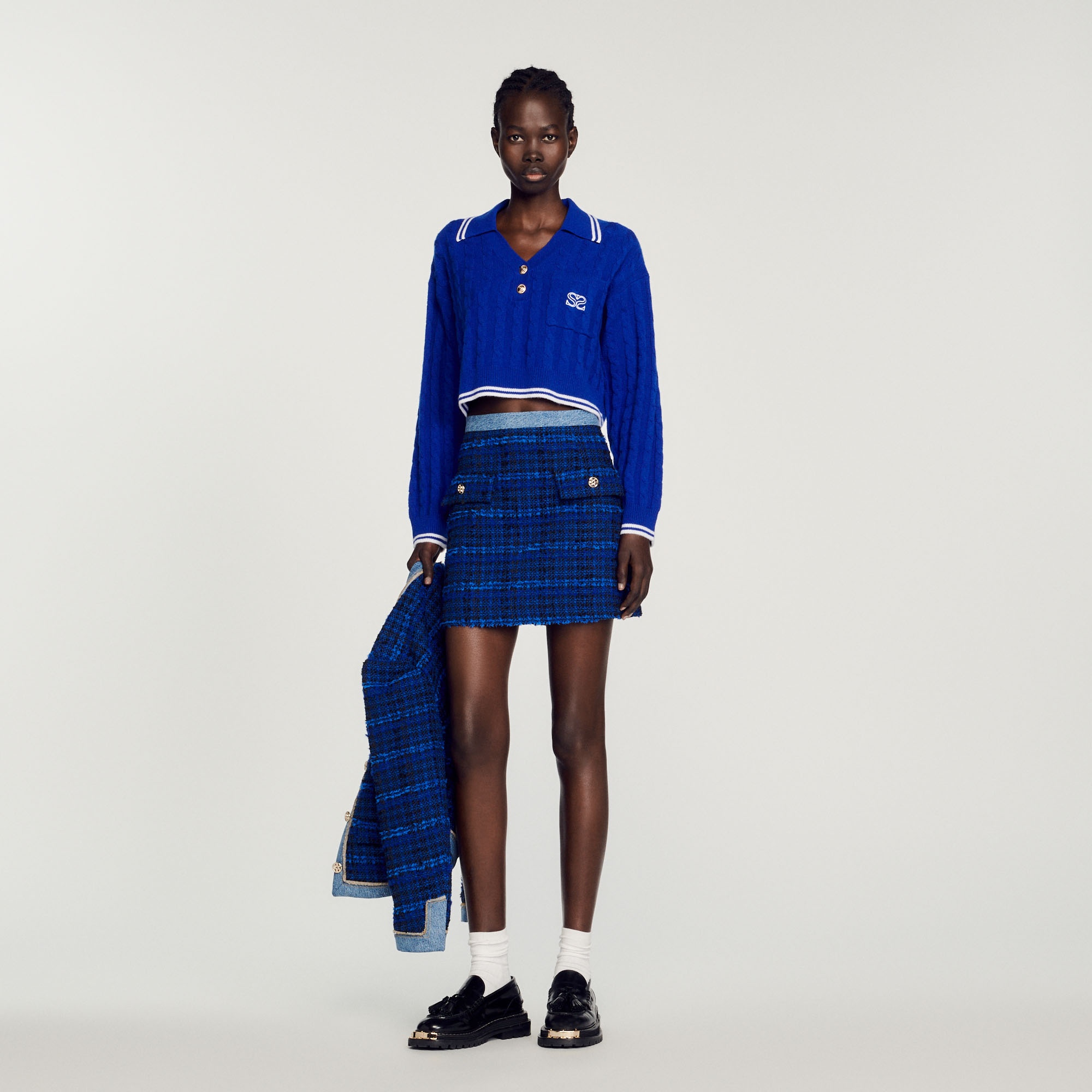 Cropped cable-knit sweater - 2
