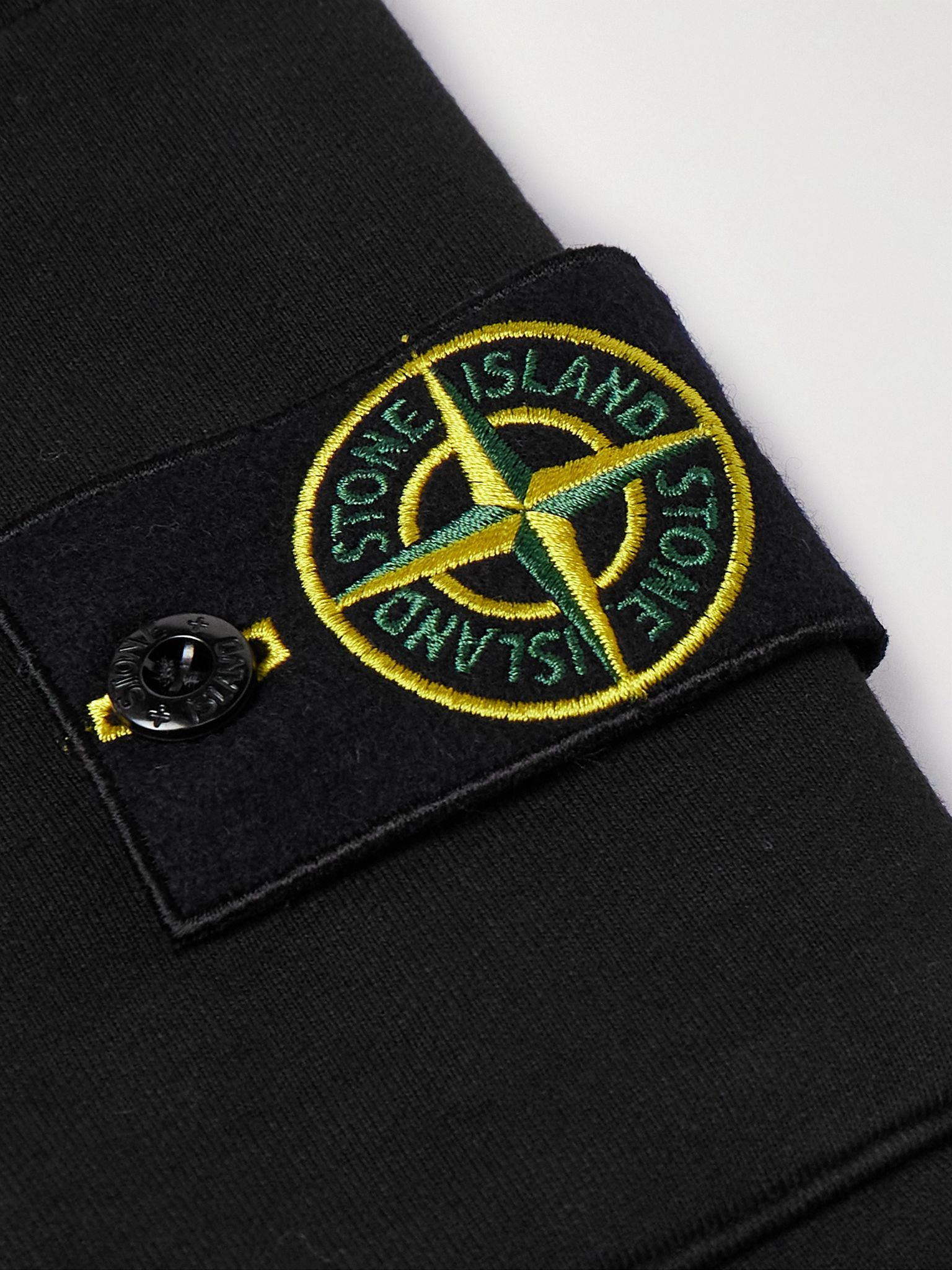 Tapered Logo-Appliquéd Garment-Dyed Cotton-Jersey Sweatpants Black - 5