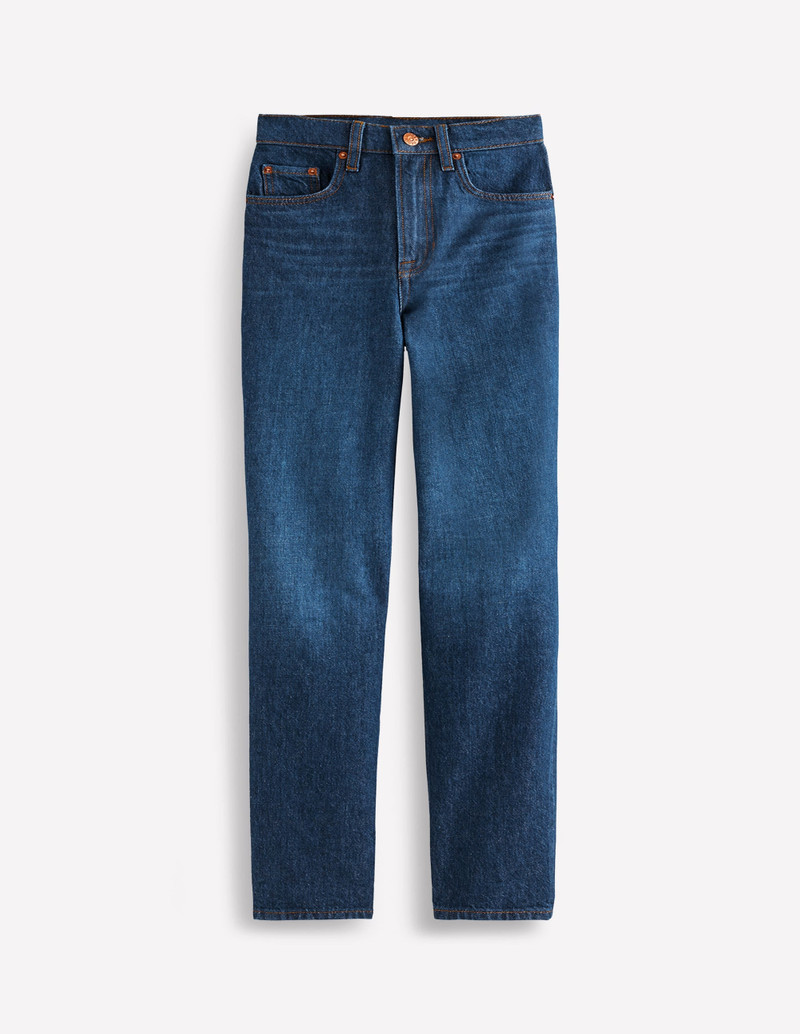 High Rise Straight Leg Jeans-Indigo Rinse 1