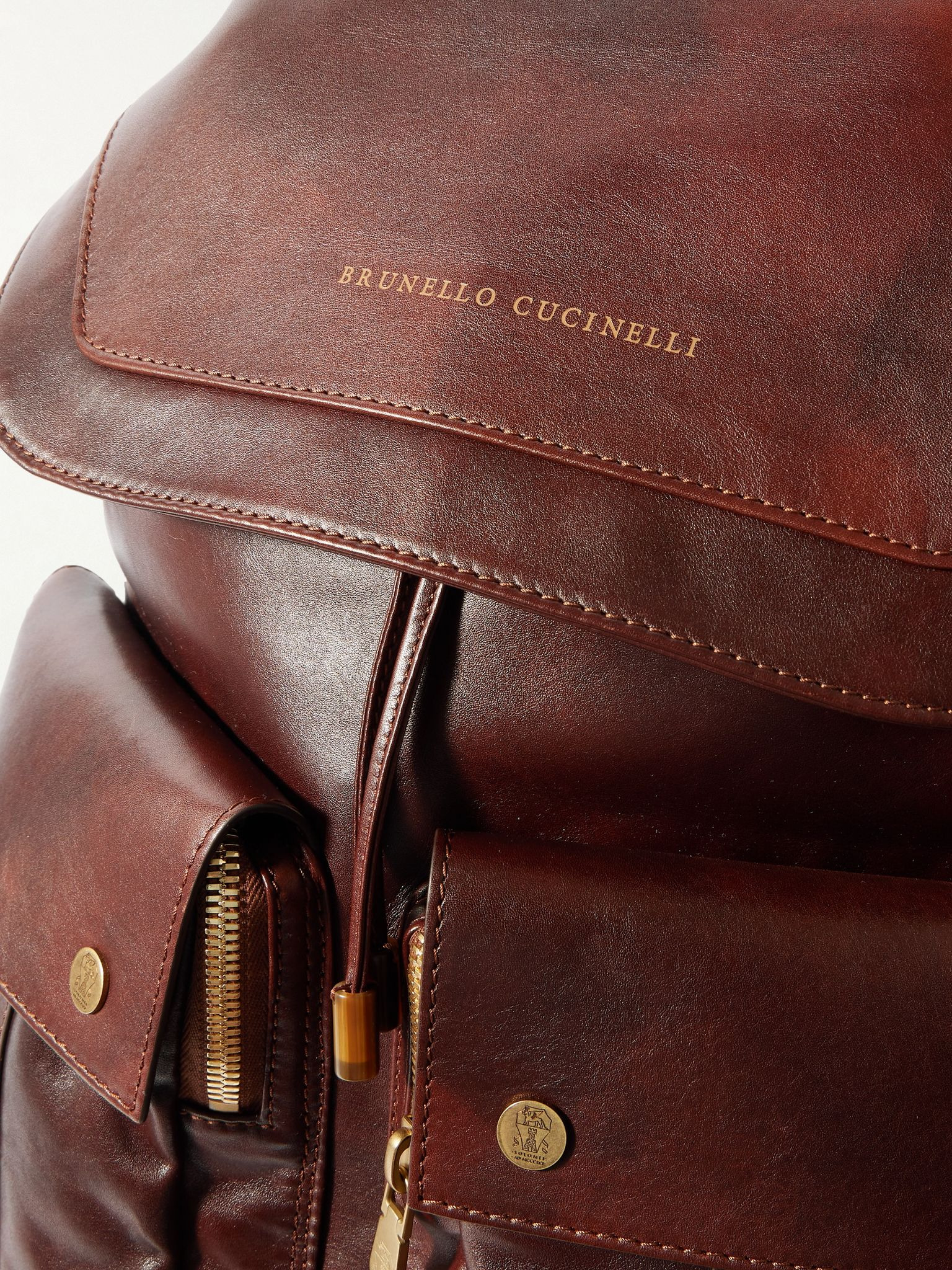 Leather Backpack Burgundy - 4