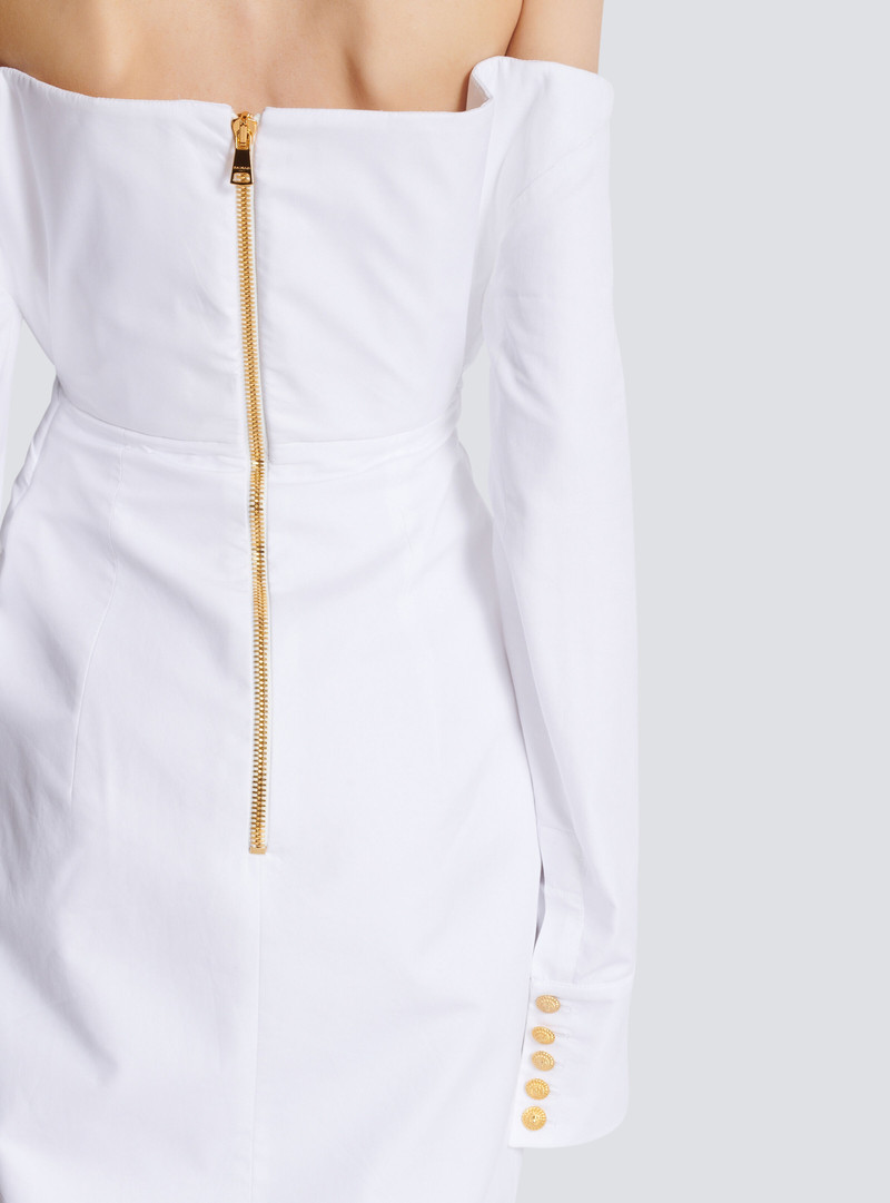 Long-sleeved poplin bustier dress 8