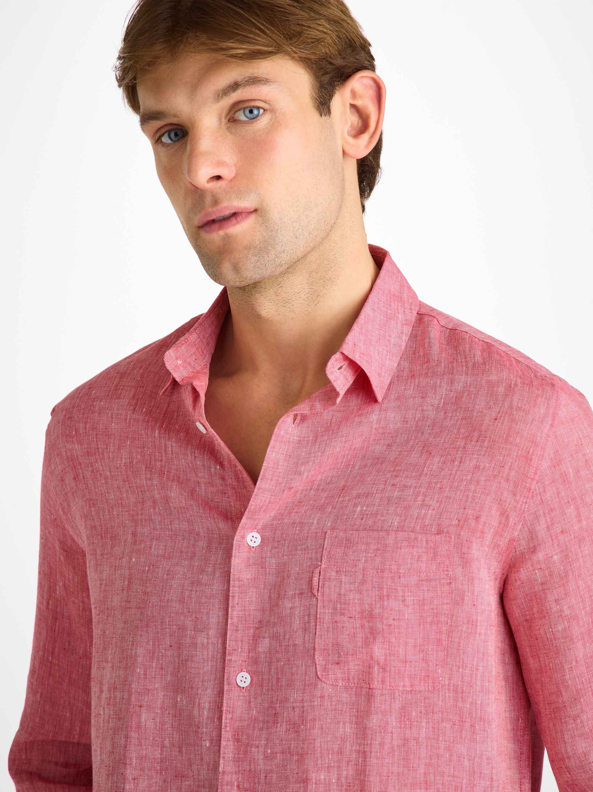 Men's Shirt Monaco Linen Red - 5