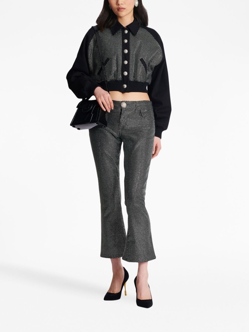 logo-embellished cropped jacket - 2