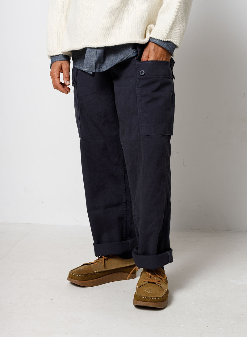 Dutch Pant Cotton Twill in Black Navy 4