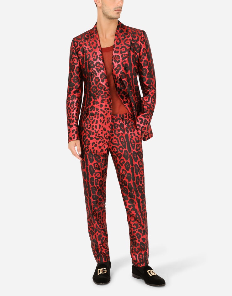 Double-breasted Sicilia-fit suit in leopard-print lamé jacquard - 9