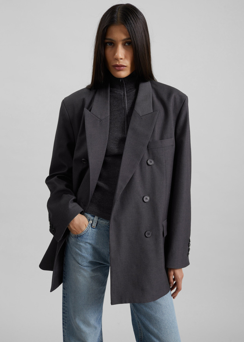 Daroca Double-Breasted Blazer - Charcoal 8