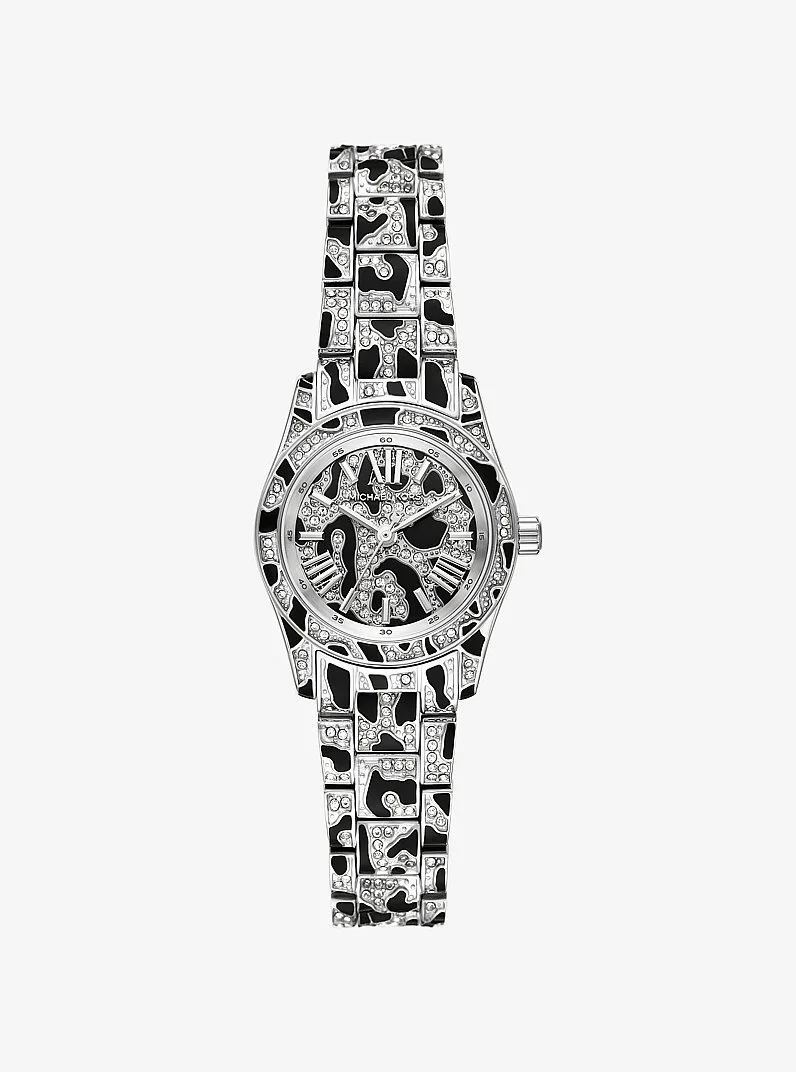 Petite Lexington Pavé Animal Print Silver-Tone Watch - 1
