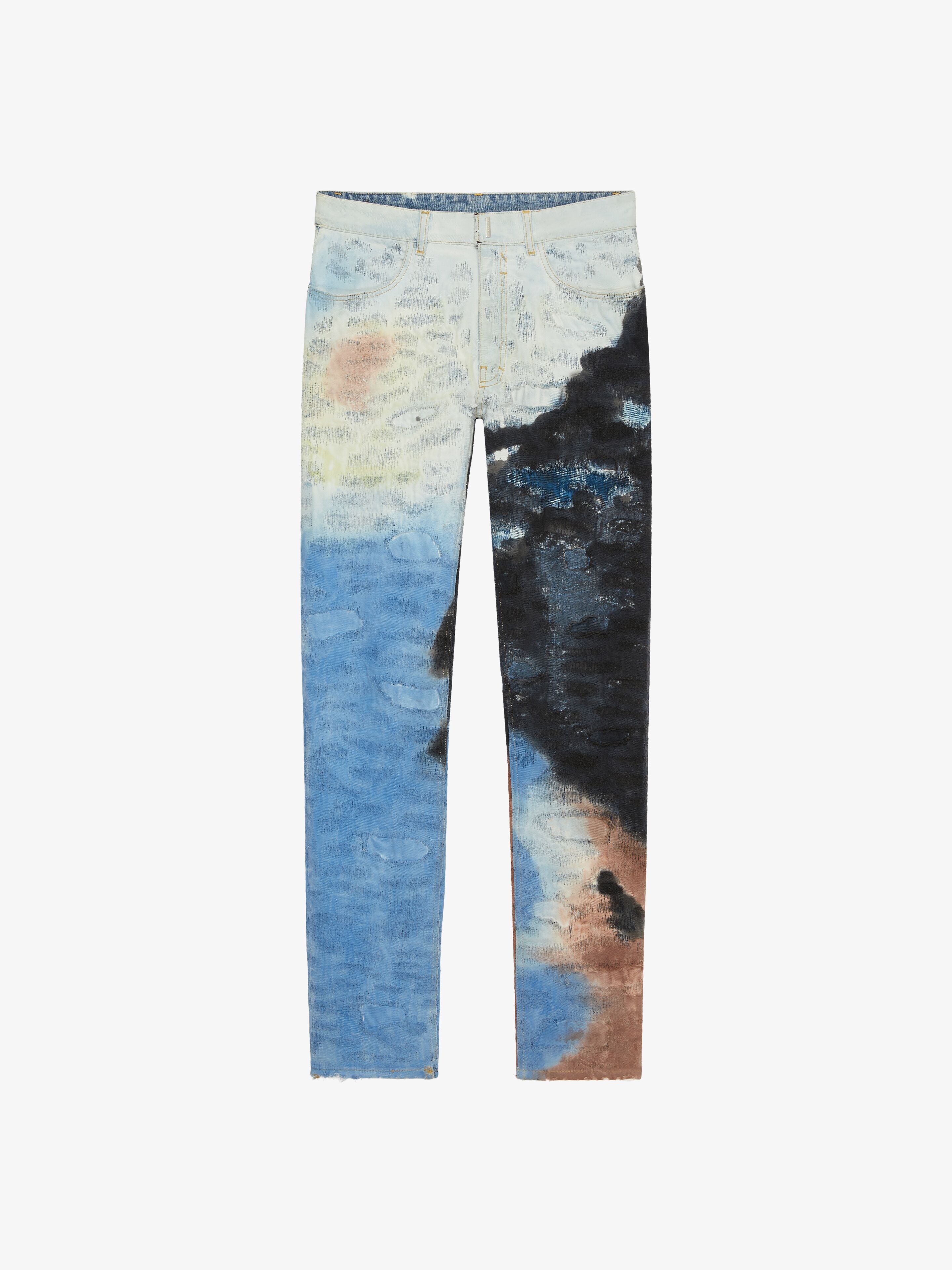 JEANS IN PAINTED DESTROYED DENIM - 1