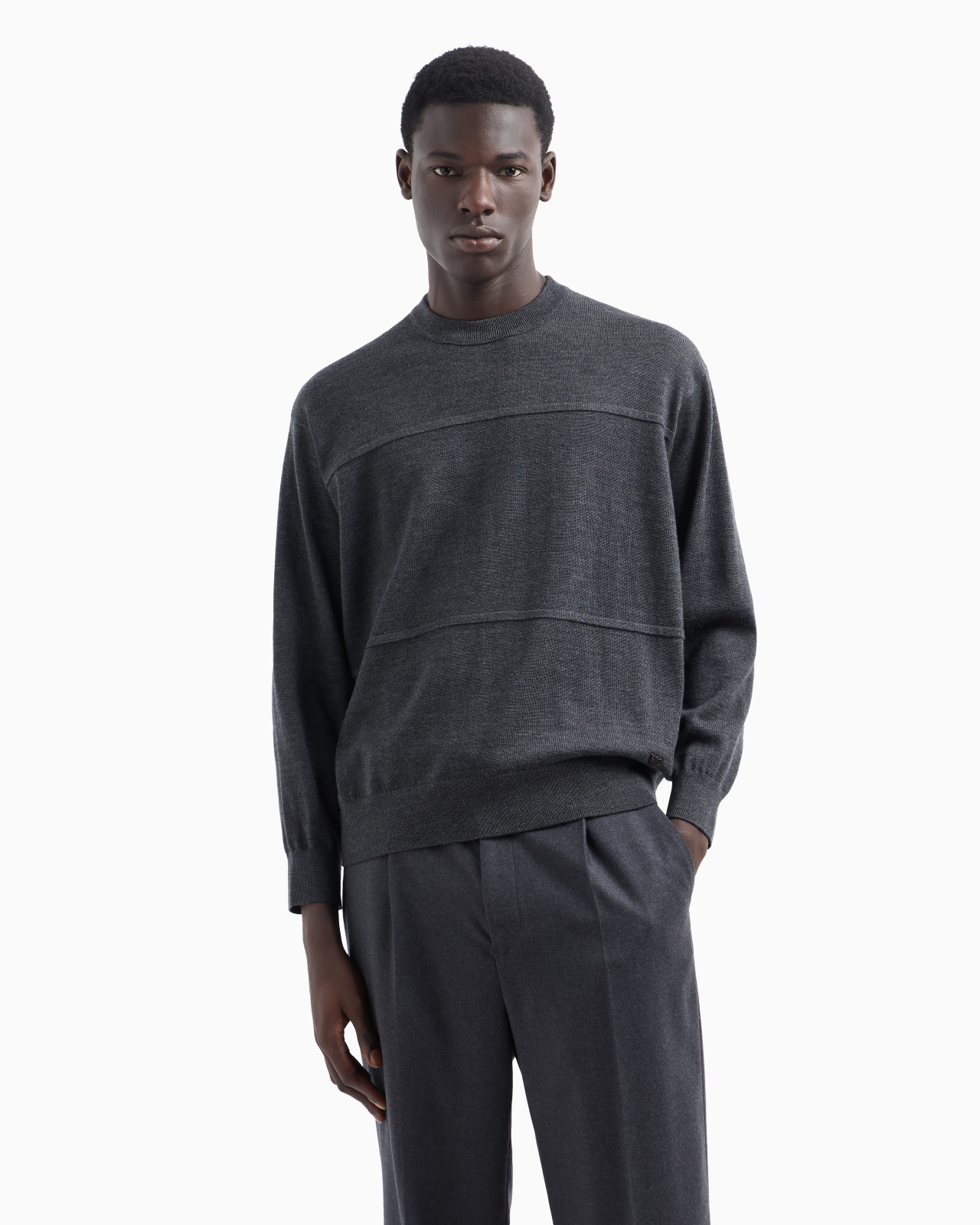 Virgin wool jumper with oversized colour-block stripes - 2