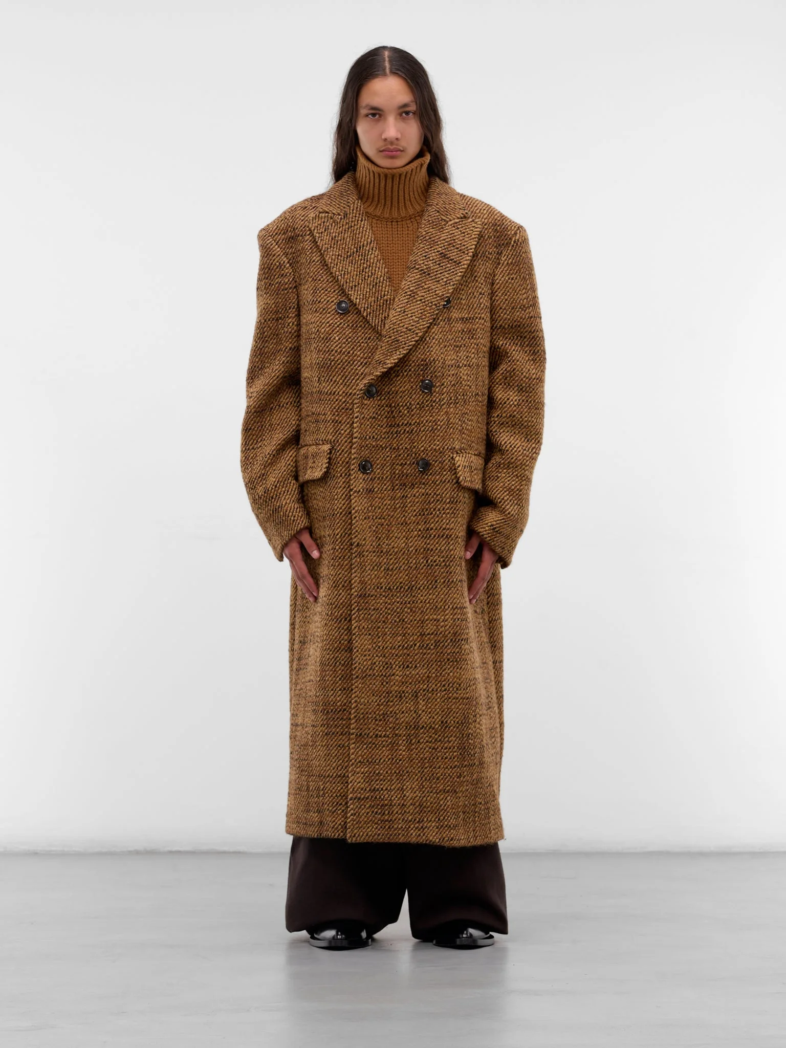 Atlas Brown Wool Tweed Coat - 1