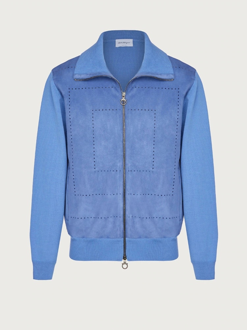 BLOUSON JACKET WITH SUEDE INSERTS 1