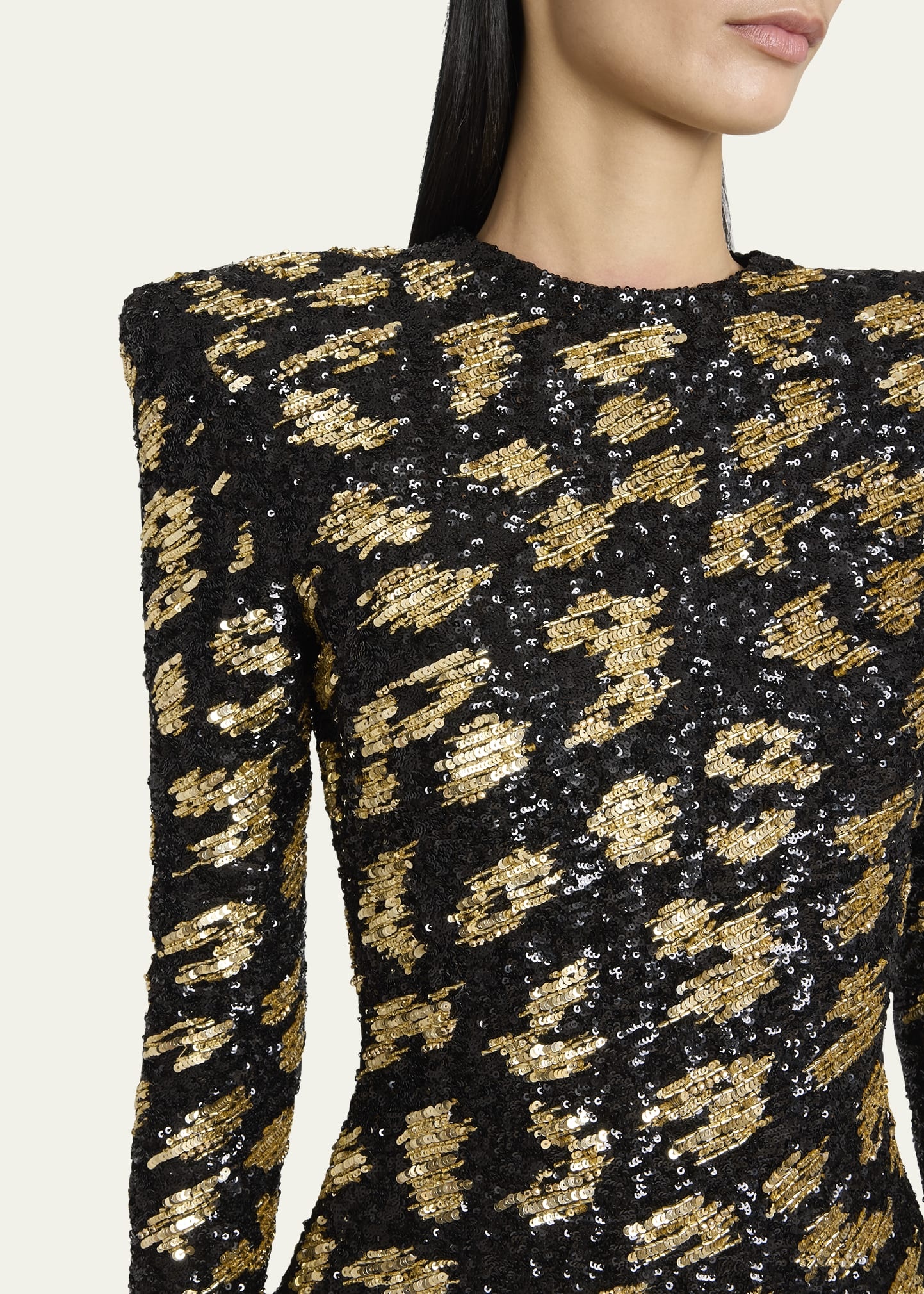 Sequined Leopard Structured Mini Dress - 5