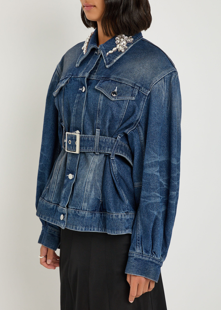 Simone Rocha Embellished Belted Denim Jacket - 2