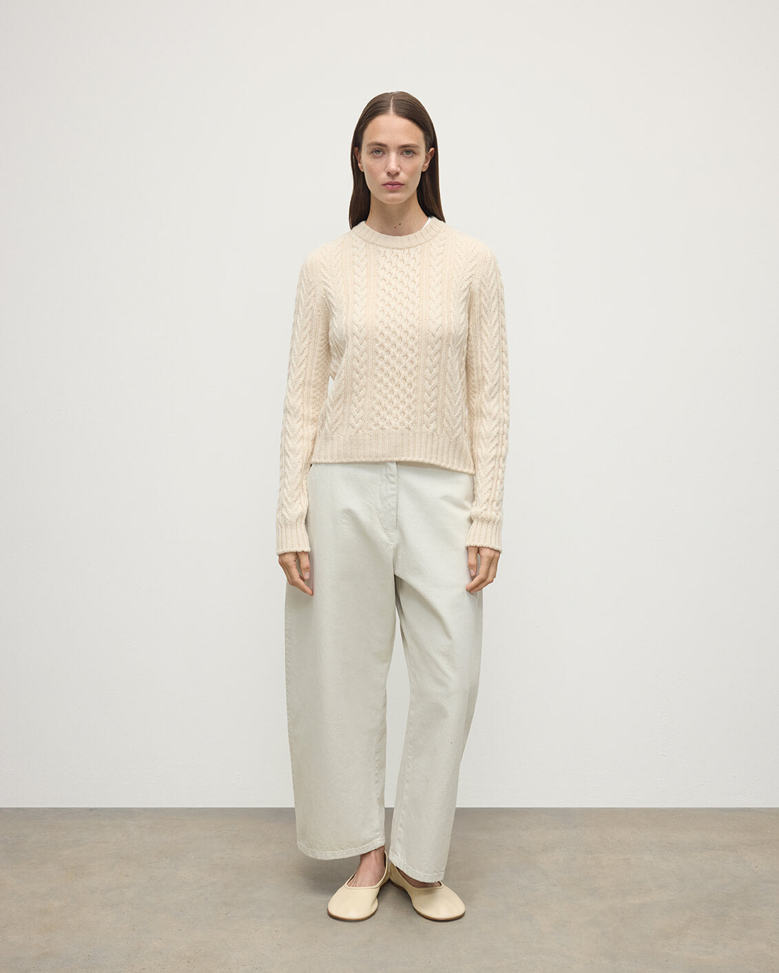 Aran Cable Cream Cashmere Jumper - 2