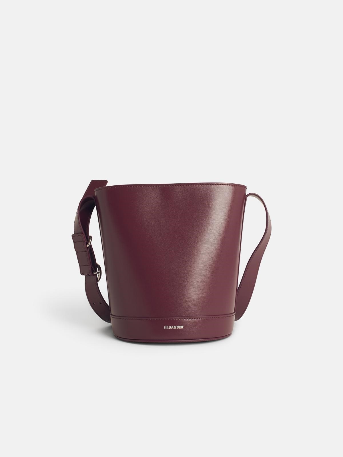 'CANNOLO' BURGUNDY LEATHER BUCKET BAG - 1