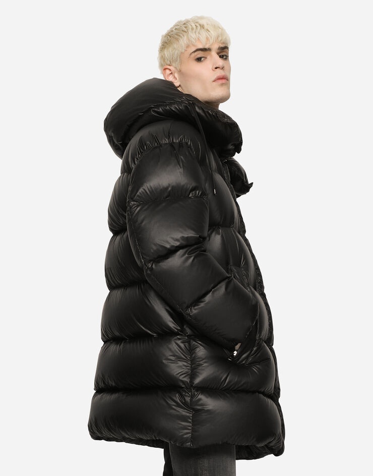 Quilted nylon jacket with hood and tag - 4