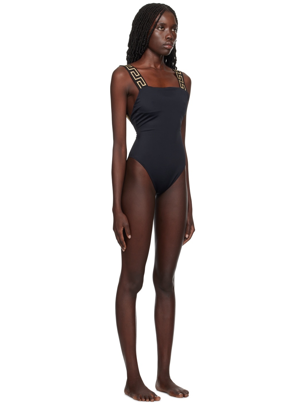 Black Greca Border Swimsuit - 2