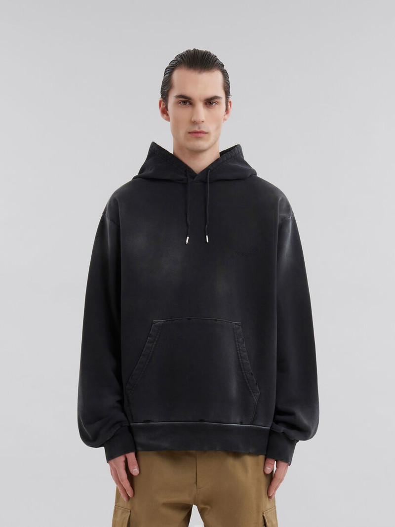 Marni BLACK ORGANIC COTTON HOODIE WITH MARNI MENDING outlook