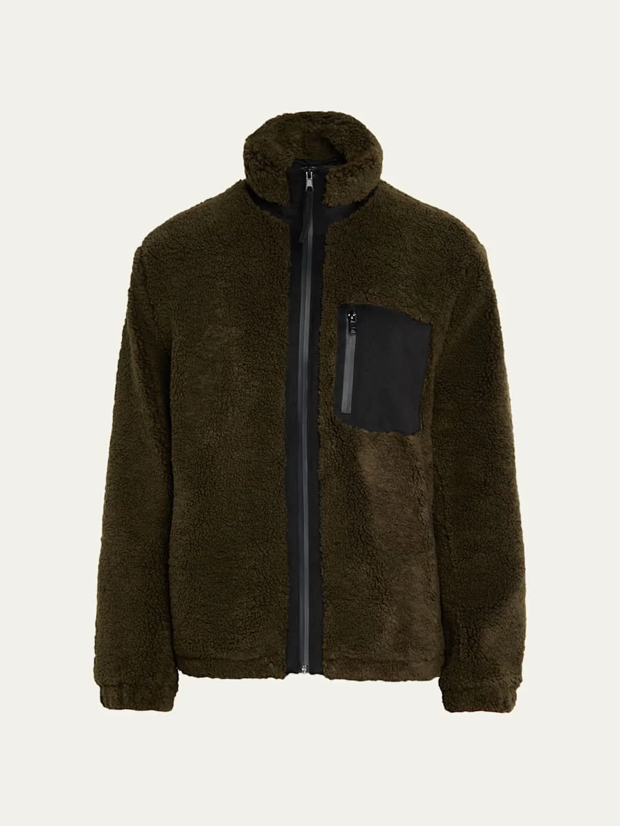 Men's Faux Sherpa Zip-Up Jacket - 1