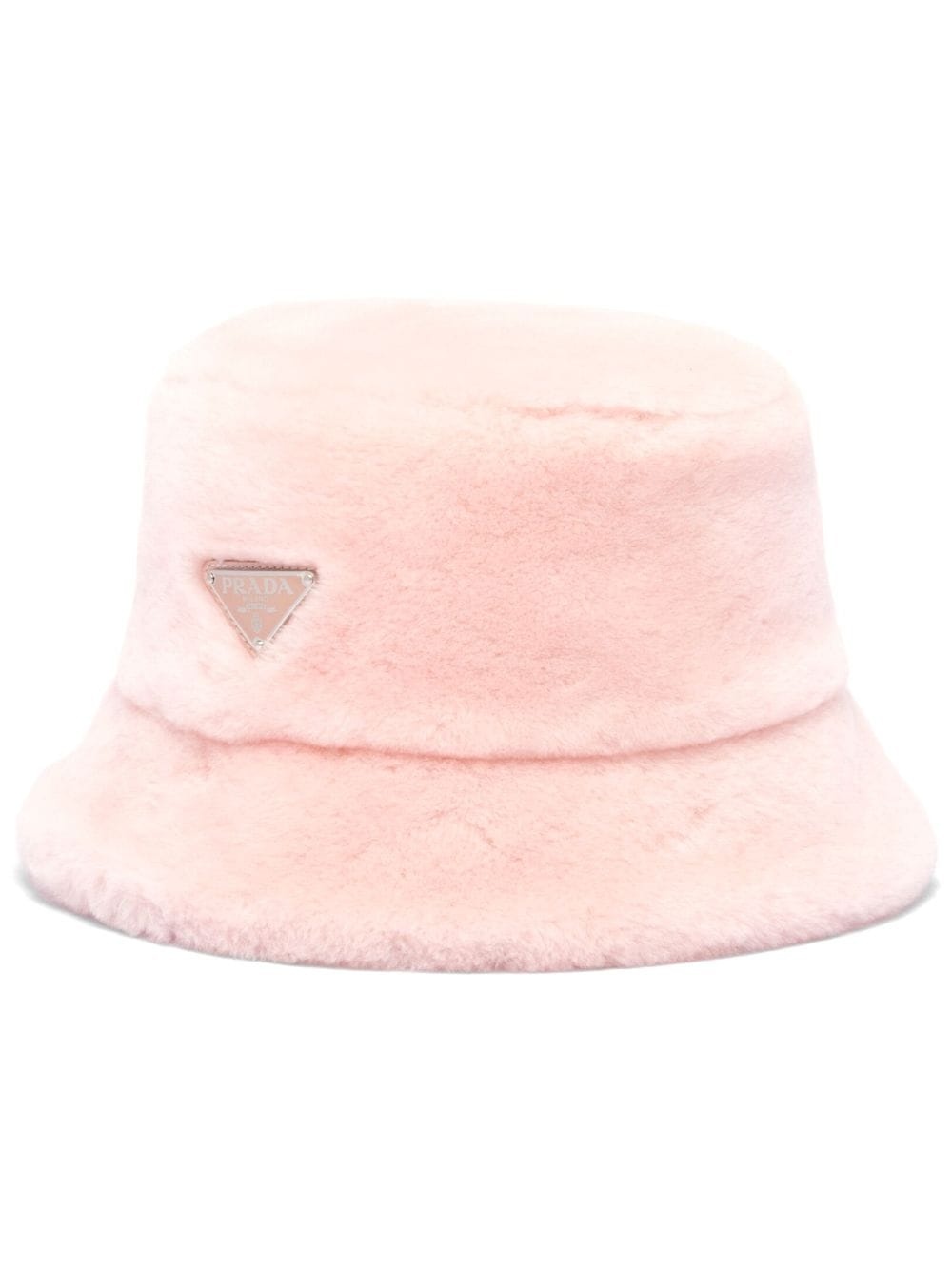 logo-plaque shearling bucket hat - 1