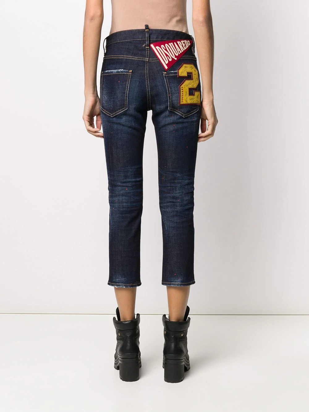 logo patch slim-fit jeans - 4