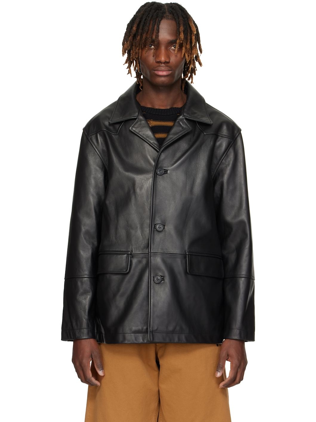 レザージャケット・コート MM6 MAISON MARGIELA BLACK LEATHER JACKET 26617747_56409202_600.jpg
