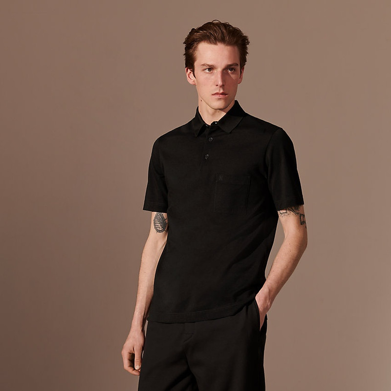 H embroidered buttoned polo shirt 1