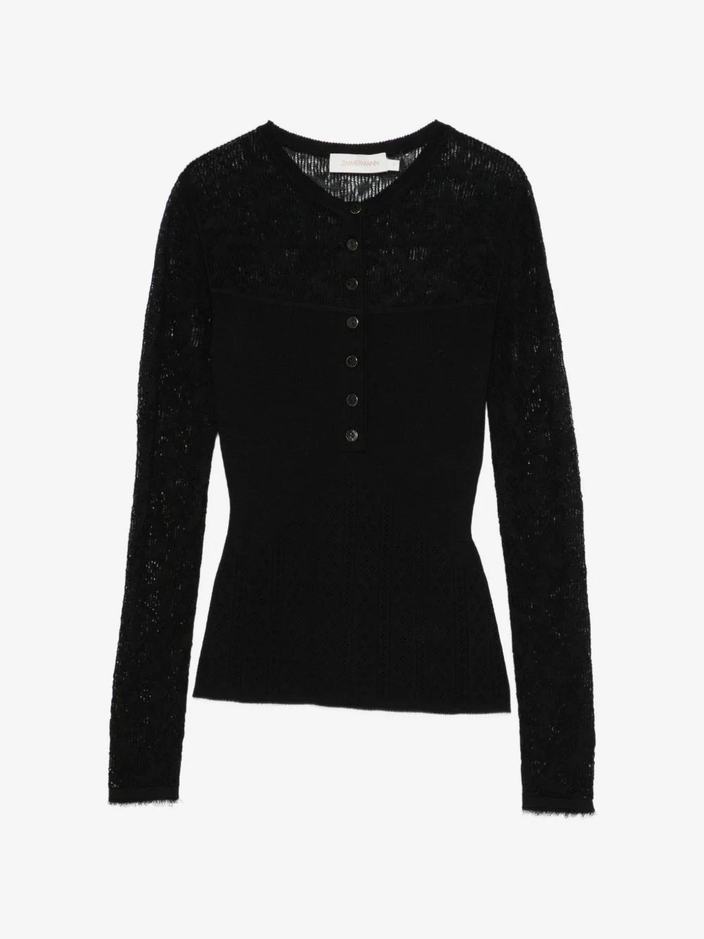 lace-panelled ribbed-knit sweater - 1
