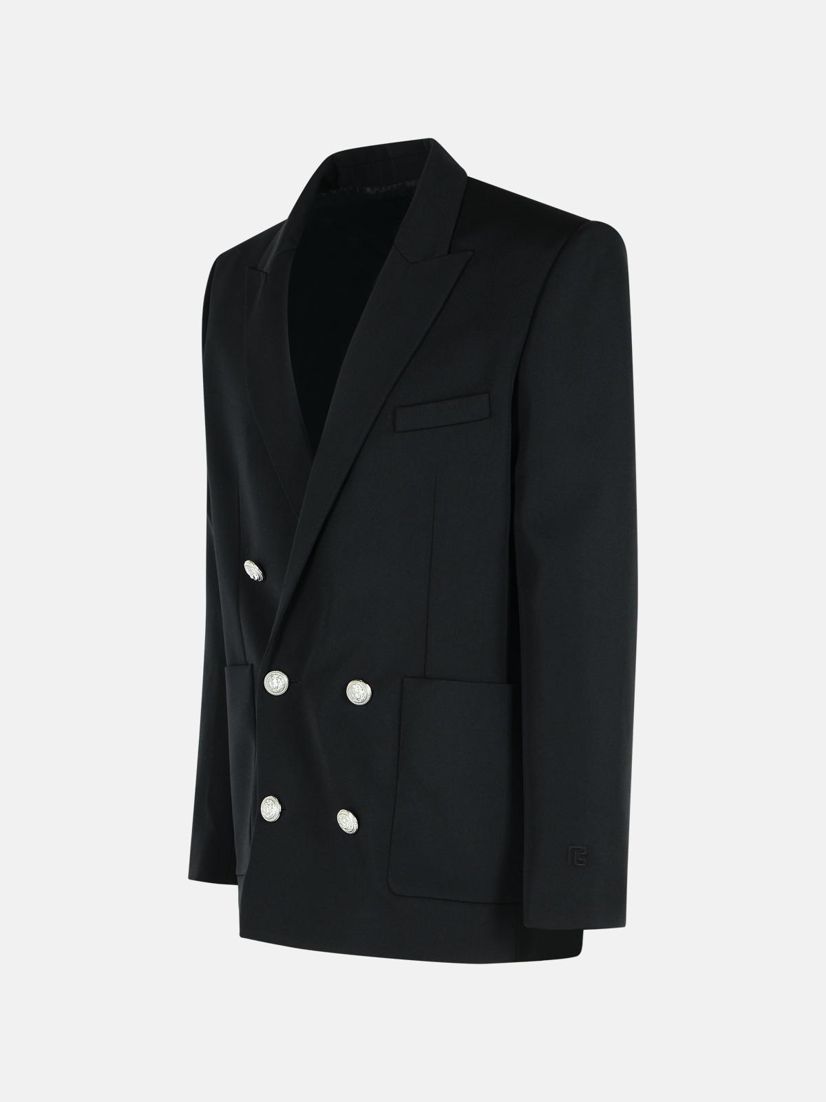 BLACK VIRGIN WOOL BLAZER - 2
