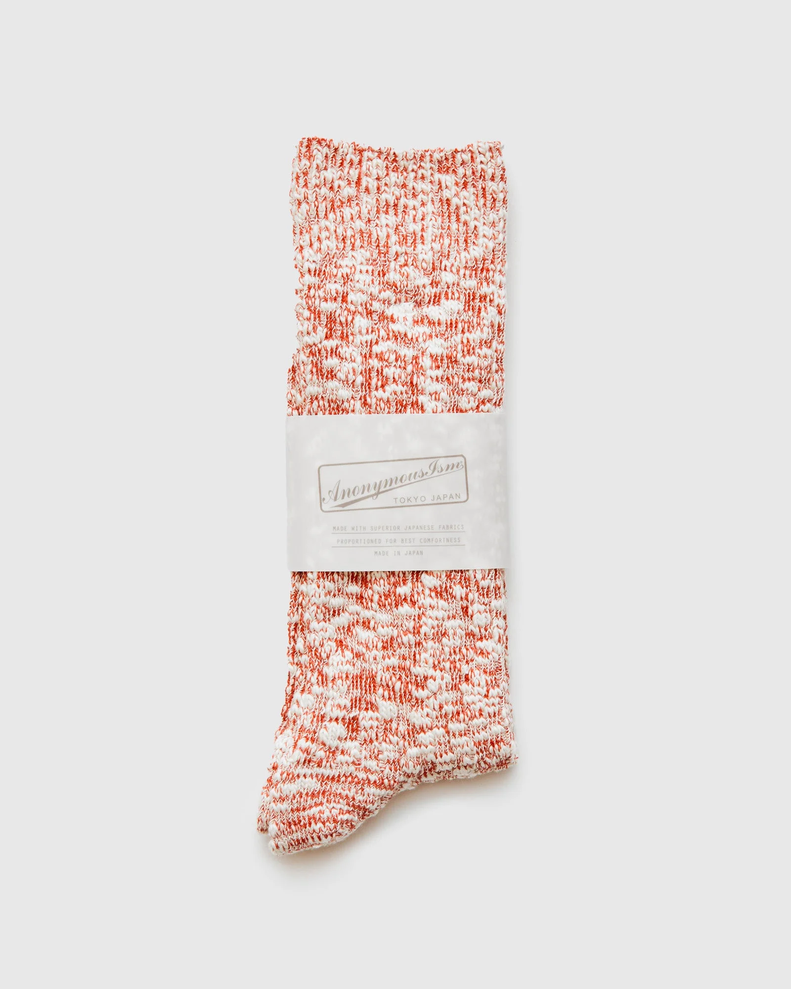 Light Slub Crew Sock in Teracotta - 1